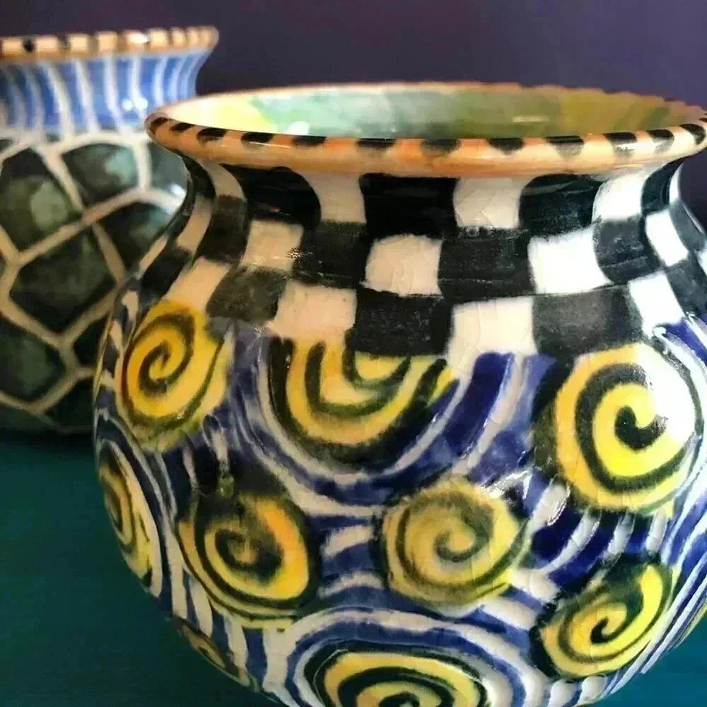 Handmade Geometric Ceramic Vase - Picture 3 of 5